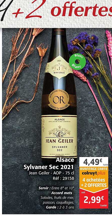 alsace sylvaner sec 2021 jean geiler - aop