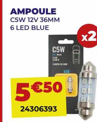 ampoule c5w 12v 36mm 6 led blue