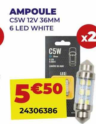 ampoule c5w 12v 36mm 6 led white