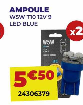 ampoule w5w t10 12v 9 led blue