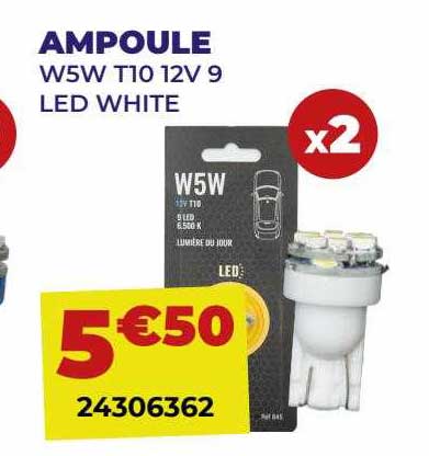 ampoule w5w t10 12v 9 led white