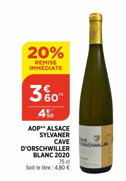 aop alsace sylvaner cave d'orschwiller blanc 2020