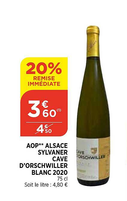 aop alsace sylvaner cave d'orschwiller blanc 2020