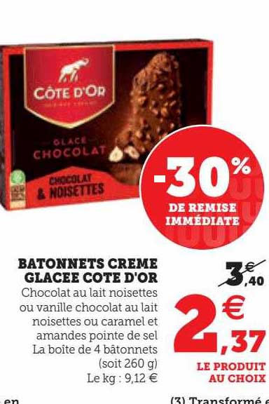Bâtonnets Crème Glacée Côte D'or