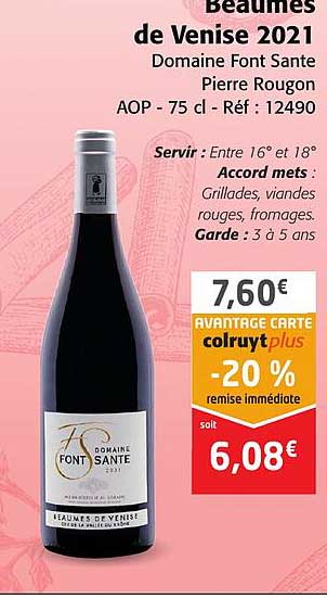 beaumes de venise 2021 domaine font sante pierre rougon aop