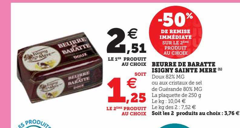 beurre de baratte isigny sainte mère