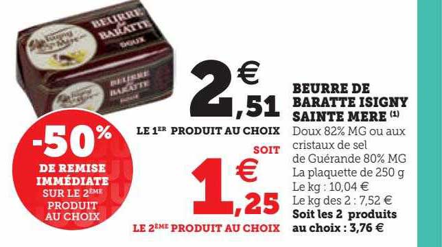 beurre de baratte isigny sainte mère