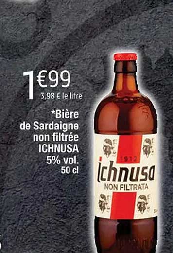 bière de sardaigne non filtrée ichnusa 5% vol.