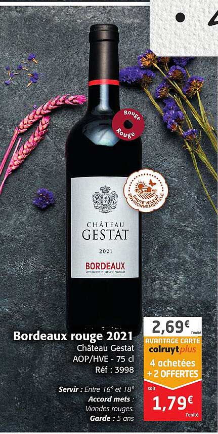 bordeaux rouge 2021 château gestat aop-hve