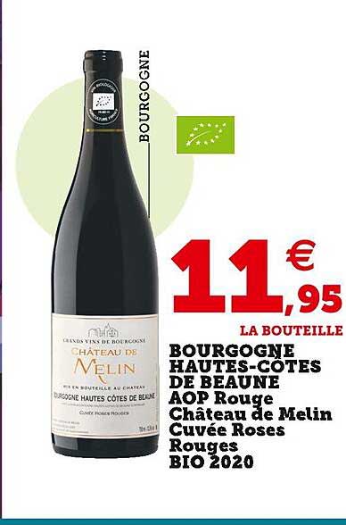 bourgogne hautes-côtes de beaune aop rouge château de melin cuvée roses rouges bio 2020