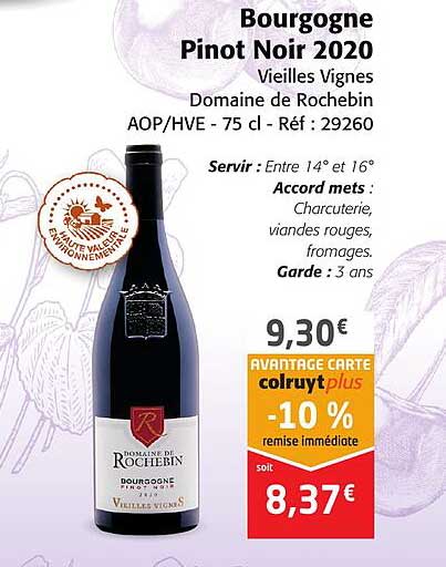 Bourgogne Pinot Noir 2020 Vieilles Vignes Domaine De Rochebin Aop-hve