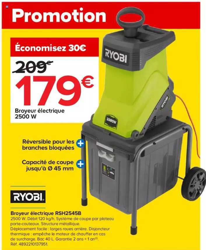 broyeur électrique rsh2545b ryobi