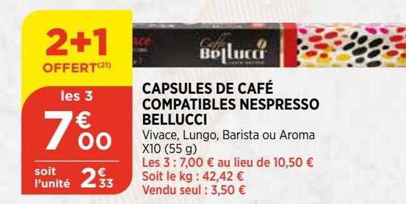 capsules de café compatibles nespresso bellucci