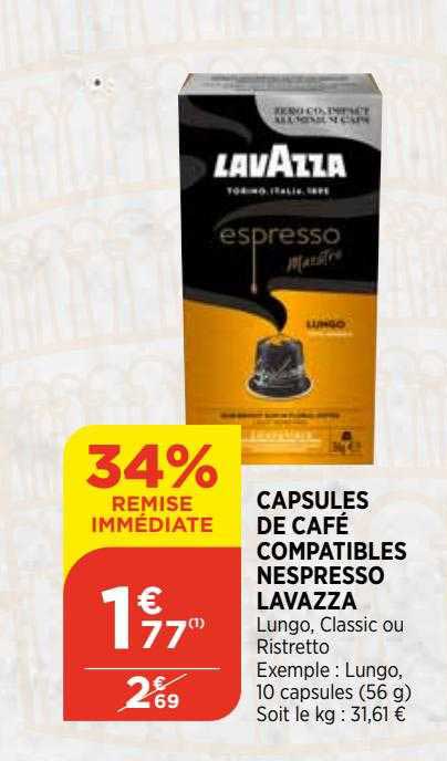 capsules de café compatibles nespresso lavazza
