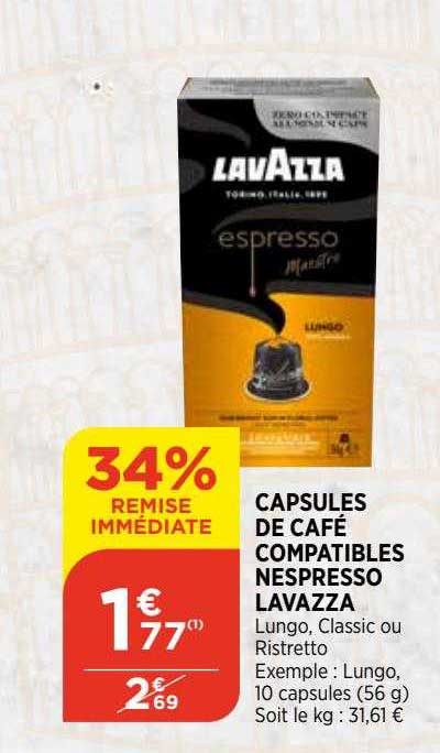 capsules de café compatibles nespresso lavazza
