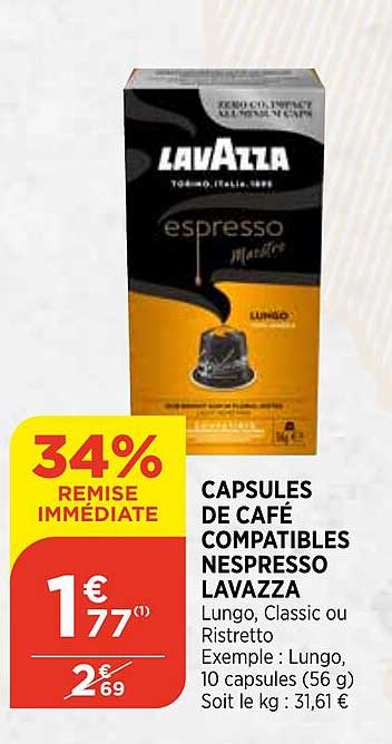 capsules de café compatibles nespresso lavazza