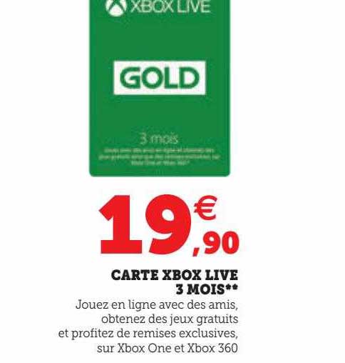 carte xbox live 3 mois