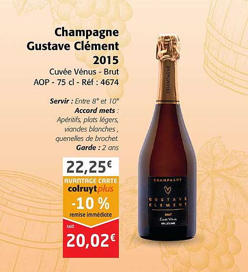 champagne gustave clément 2015 cuvée vénus - brut aop