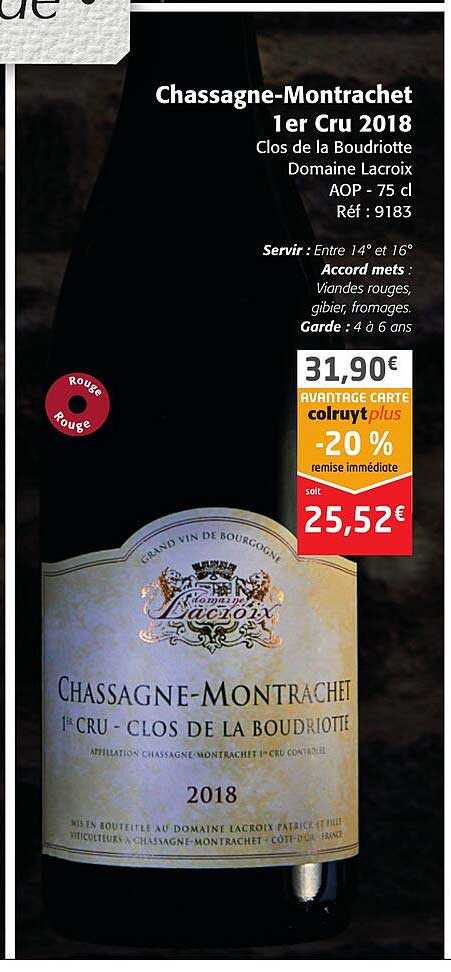 chassagne-montrachet 1er cru 2018 clos de la boudriotte domaine lacroix aop