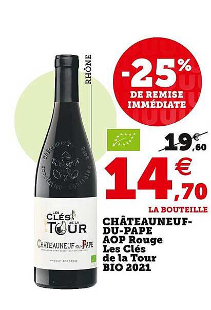 châteauneuf-du-pape aop rouge les clés de la tour bio 2021