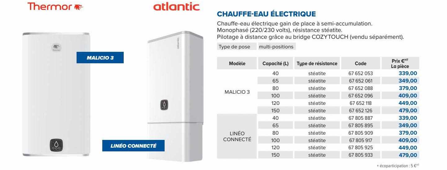 chauffe-eau électrique thermor, atlantic