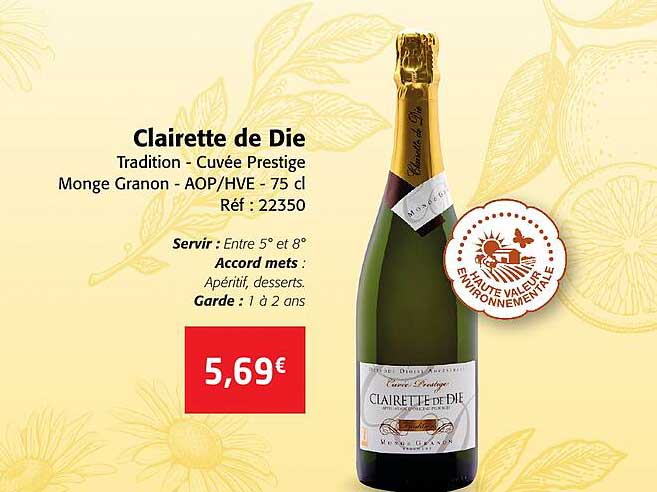 clairette de die tradition - cuvée prestige monge granon - aop-hve