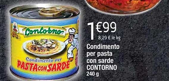 condimento per pasta con sarde contorno