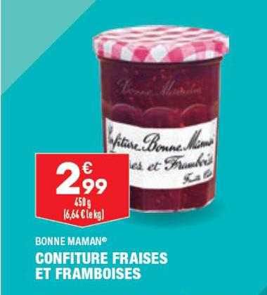 confiture fraises et framboises bonne maman