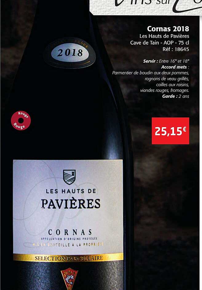 cornas 2018 les hauts de pavières cave de tain - aop