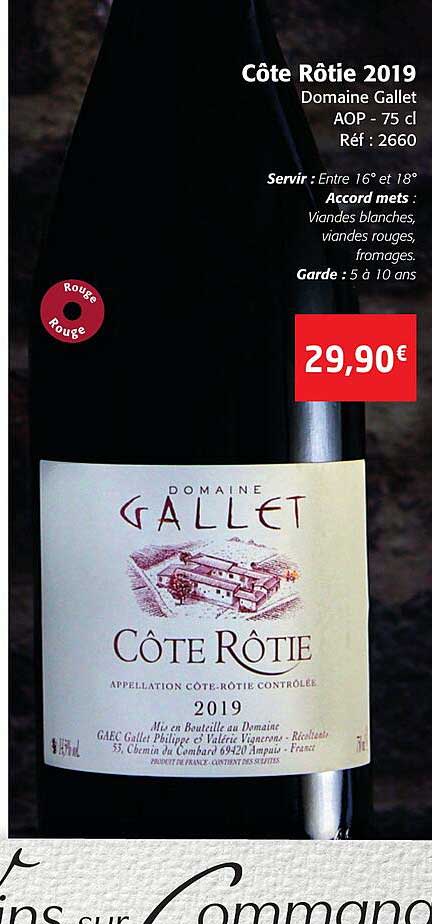 côte rôtie 2019 domaine gallet aop
