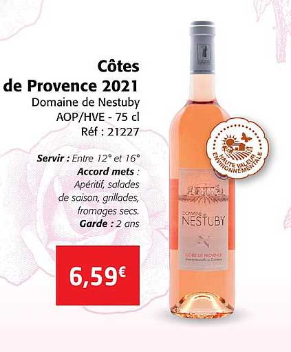 côtes de provence 2021 domaine de nestuby aop-hve