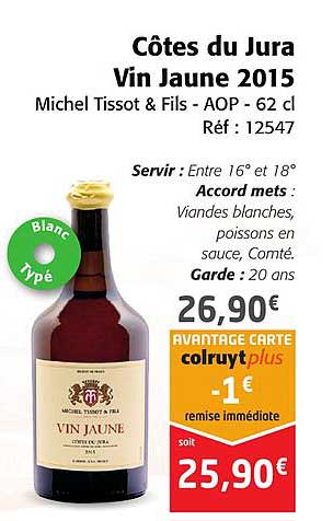 côtes du jura vin jaune 2015 michel tissot & fils - aop