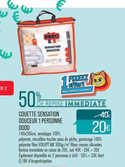 couette sensation douceur 1 personne dodo