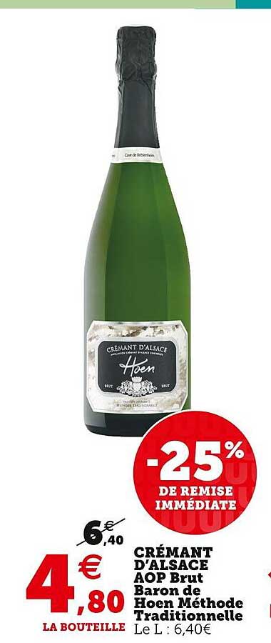 crémant d'alsace aop brut baron de hoen méthode traditionnelle