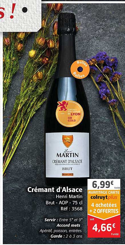 Crémant D'alsace Henri Martin Brut - Aop