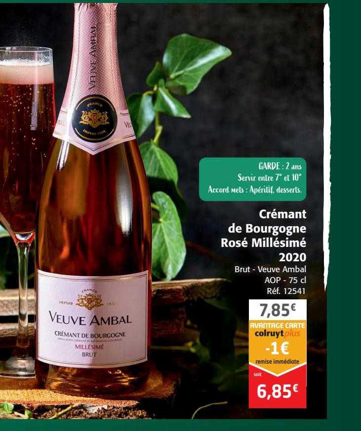 crémant de bourgogne rosé millésimé 2020 brut - veuve ambal aop
