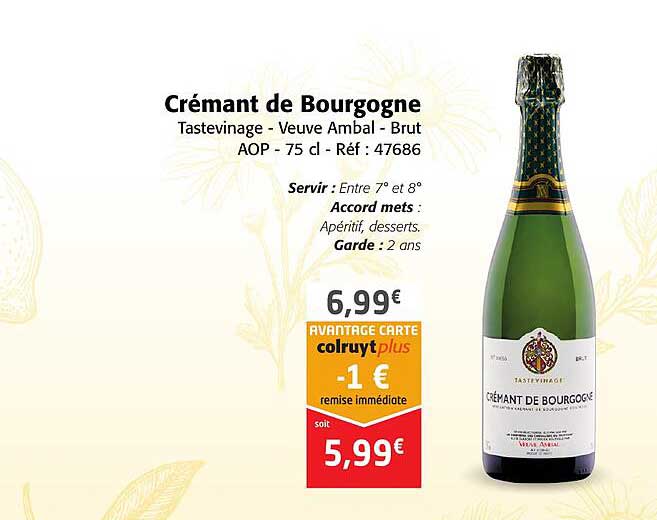 crémant de bourgogne tastevinage - veuve ambal - brut aop