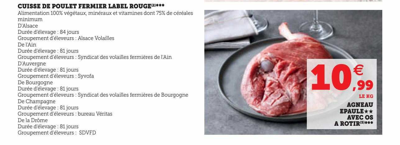 Cuisse De Poulet Fermier Label Rouge, Agneau épaule** Avec Os à Rôtir