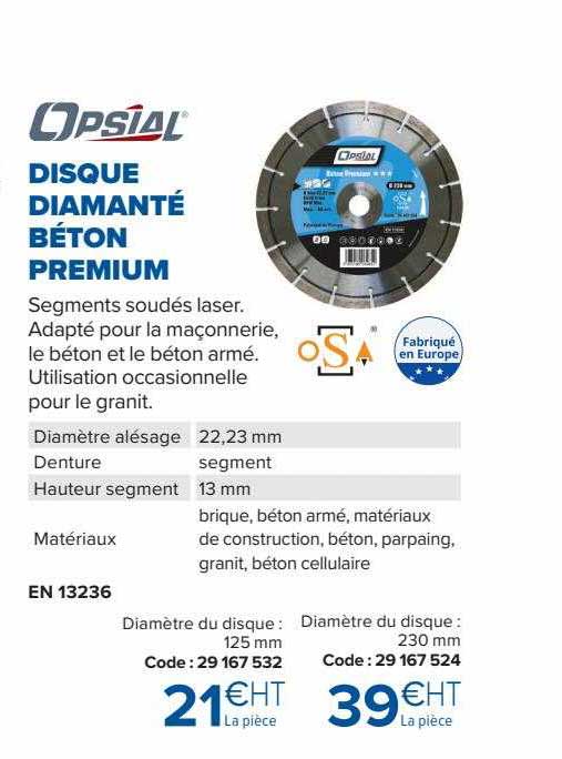 disque diamanté béton premium opsial
