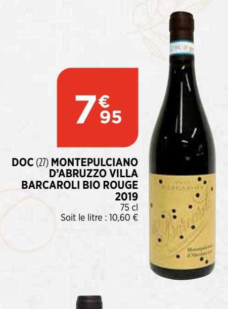 Doc Montepulciano D'abruzzo Villa Barcaroli Bio Rouge 2019