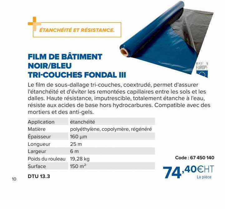 film de bâtiment noir-bleu tri-couches fondal III