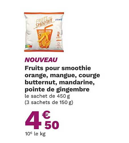 Fruits Pour Smoothie Orange, Mangue, Courge Butternut, Mandarine, Pointe De Gingembre
