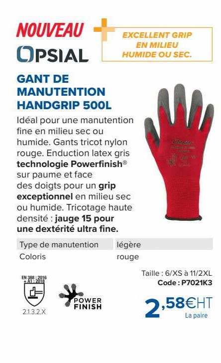 gant de manutention handgrip 500l opsial