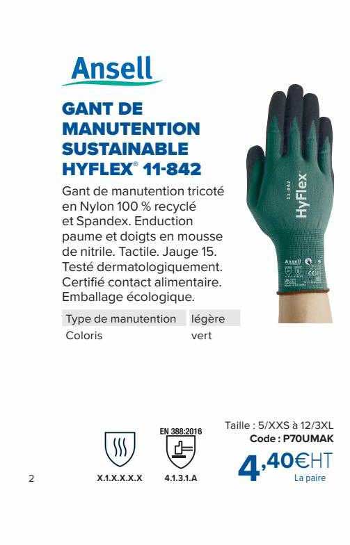 gant de manutention sustainable hyflex 11-842 ansell