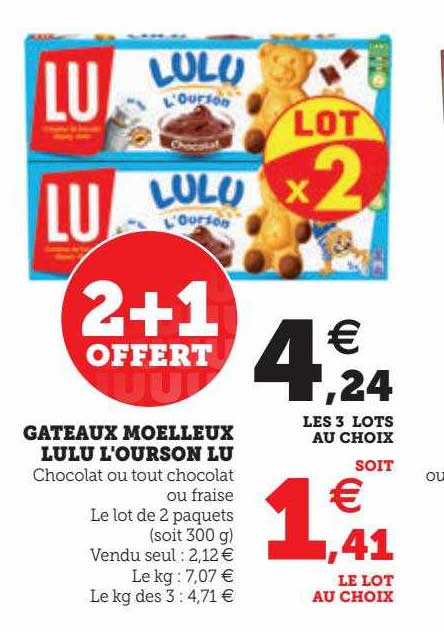 Gâteaux Moelleux Lulu L'ourson Lu