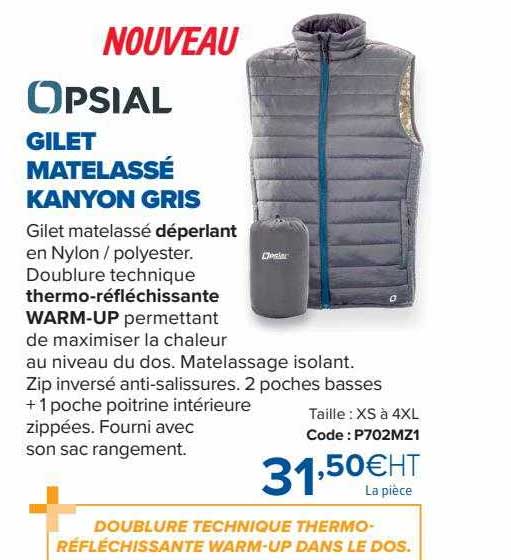 Gilet Matelassé Kanyon Gris Opsial