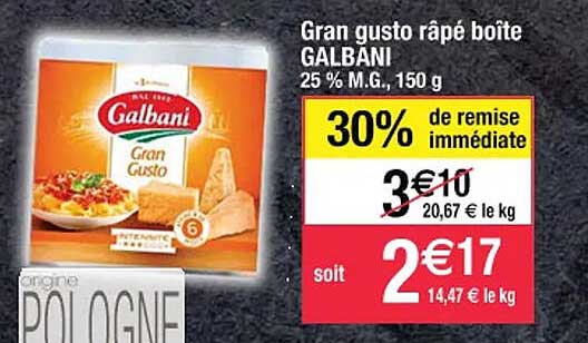 gran gusto râpé boîte galbani