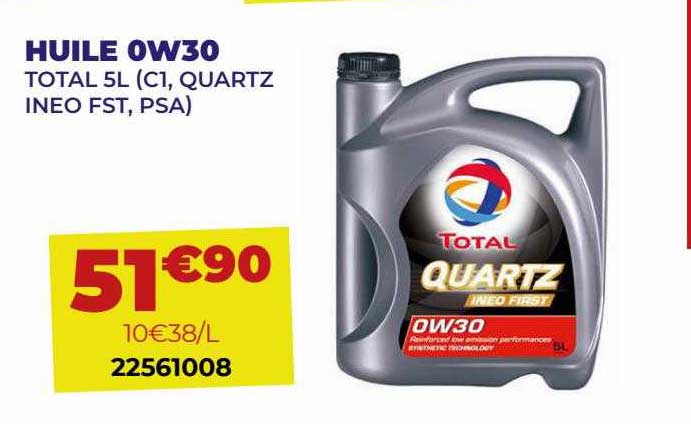 huile 0w30 total 5l (c1, quartz ineo fst, psa)