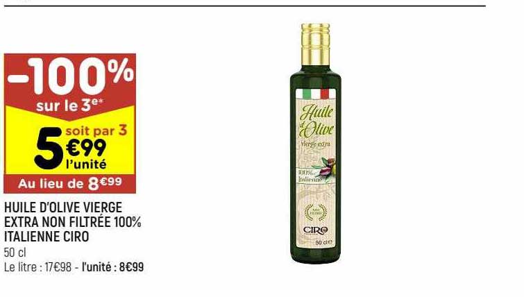 huile d'olive vierge extra non filtrée 100% italienne ciro