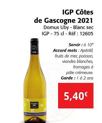 Igp Côtes De Gascogne 2021 Domus Uby - Blanc Sec Igp